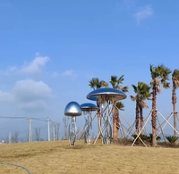 Pavillon d'ombrage public de luxe en métal pour hôtel extérieur, sculpture d'arbre en acier inoxydable