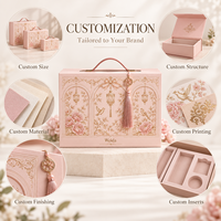 Boîte cadeau rigide en carton texturé avec poignée imprimée de motifs floraux décoratifs OEM pour présentation de marque
