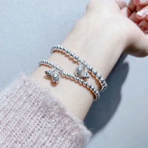 Bracelet à perles rondes en argent Sterling S925, avec breloque en graines de Lotus, cadeau pour femmes, Style japonais et coréen - Product Image 1