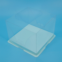 Boîte à gâteau 2 en 1 facile à assembler, avec bordure en plastique transparent et base dorée, pour gâteau à 2 étages