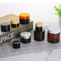 Venta al por Mayor de Frascos Cilíndricos de Vidrio Ámbar de 5g/10g-150g para Cosméticos, con Tapas con Gotero, para Crema Facial, Reciclables, Impresión Personalizada, MOQ de 100 Piezas