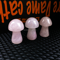 Cristal de quartz rose naturel en gros, sculpture artisanale en cristal de quartz rose, champignon en cristal rose pour la décoration de la maison