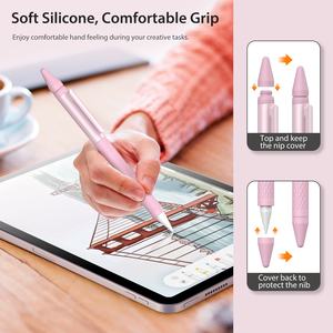 Porte-crayons en silicone à chargement sans fil <span class=keywords><strong>MoKo</strong></span> avec 3 pièces plume anti-dérapante étui à crayons magnétique pour Apple <span class=keywords><strong>Pencil</strong></span> 2nd - Product Image 5