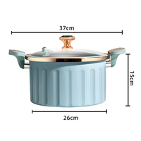 Vente chaude Maison Grande Capacité Pot À Soupe Antiadhésif Double Oreille Pot Avec Couvercle En Verre Cuisinière Émail Micro Pression Ustensiles De Cuisine