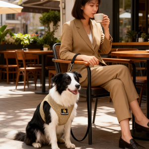 Diskon besar Set tali dada anjing kecil OEM taktis hewan peliharaan Teddy Lead dengan tombol penutup pola padat poliester tali dada anjing - Product Image 3