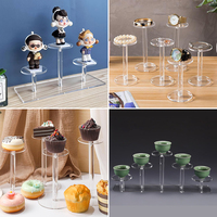 Présentoir portable en acrylique transparent à conception personnalisée, socle rond à 2/3/5 niveaux pour bijoux, cupcake, parfum, etc.