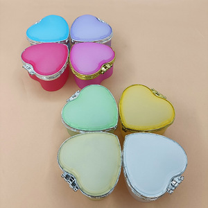 Frosted bán trong suốt hình trái tim nhựa trẻ em Mỹ phẩm lưu trữ đồ trang sức hộp máy tính để bàn hộp cho Bông Tai Nhẫn với gương - Product Image 4