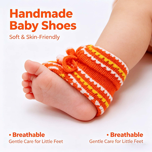 Chaussures Souples et Douces pour Bébé Unisexe Premiers <span class=keywords><strong>Pas</strong></span> |   Chaussons tricotés à la main pour bébé, en coton uni respirant, faciles à enfiler - Product Image 2