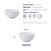 Bol de Restaurant Classique et Durable en Céramique Blanche, Forme Ronde Écologique, Ensemble de 4 Bols en Porcelaine pour Riz et Fruits