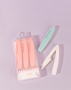 Nuevo Kit plegable de 3 uds, recortador de vello Facial de acero inoxidable, afeitadora portátil, maquinilla de afeitar, juego de maquinilla de afeitar para cejas para mujer - Product Image 1