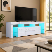 Meuble TV LED en bois, design moderne et luxueux, console minimaliste pour salon avec vitrine et éclairage LED