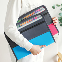 Pochette de rangement A4 à 13 compartiments en PP avec fermeture éclair, classeur multi-niveaux pour documents, cadeau d'affaires