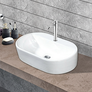 Lavabo Rectangular para Encimera de 22x14 Pulgadas, de un Solo Orificio, Pulido, Minimalista, para Baño, Montaje en Superficie - Product Image 1