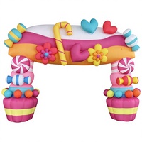 Offre Spéciale : Arche Gonflable Extérieure Personnalisée avec Logo Imprimé, Multicolore, et Stand Publicitaire en Forme de Bonbon ou de Fleur, avec Ventilateur Intégré, Durable