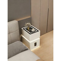 Table de chevet flottante étroite intelligente, moderne, de luxe léger, avec tiroir verrouillable et chargeur sans fil, mobilier de chambre