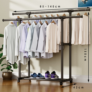 Séchoir à linge mobile simple et double barre, grande capacité, pour intérieur, rangement et suspension des vêtements - Product Image 4