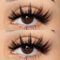 C D pour Faux cils en vison synthétique 3D multicouches, faits main, sans cruauté, en bande, 15-30mm, effet œil de chat naturel, avec emballage