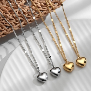 Collar con Logotipo Personalizado del Fabricante, Collar de Acero Inoxidable Resistente al Agua y al Deslustre, Chapado en Oro de 18k con Forma de Corazón para Mujer - Product Image 4