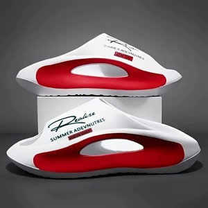 รองเท้าแตะลำลองแบบสวมเปิดนิ้วเท้า ดีไซน์สวย สีสันหลากหลาย สีดำ โลโก้สั่งทำได้ เหมาะสำหรับฤดูร้อน สำหรับผู้ชายและผู้หญิง - Product Image 2