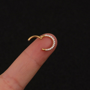 Gioielli per Piercing al Setto Nasale in Acciaio Inossidabile, Anello per Setto con Zirconi, Cerchio Senza Saldature, Segmento Incernierato per Piercing Daith, Helix, Rook - Product Image 4