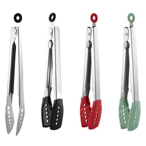304 Stainless Steel Silicone Food Tongs 10 Inch Anti Slip Kitchen <b>Utensil</b> For Cooking And Grilling - Product Image 3