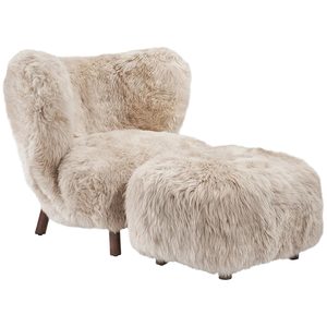 Fauteuil d'appoint silencieux pour villa résidentielle, style italien minimaliste, en peluche de laine longue, fauteuil de bureau individuel - Product Image 6