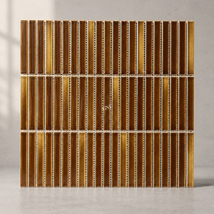 Mosaïque de carreaux en céramique brillante de style rétro, longue bande, couleur terre cuite, pour la décoration murale de cuisines et salles de bain - Product Image 1