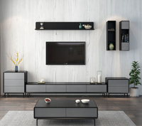Meuble TV Simple de taille salon, meuble de sol nordique en noyer noir, meuble TV, table basse