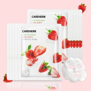 Masques faciaux coréens pour le soin de la peau, hydratants, apaisants, calmants, masque en feuille pour le visage à la fraise et au collagène - Product Image 1
