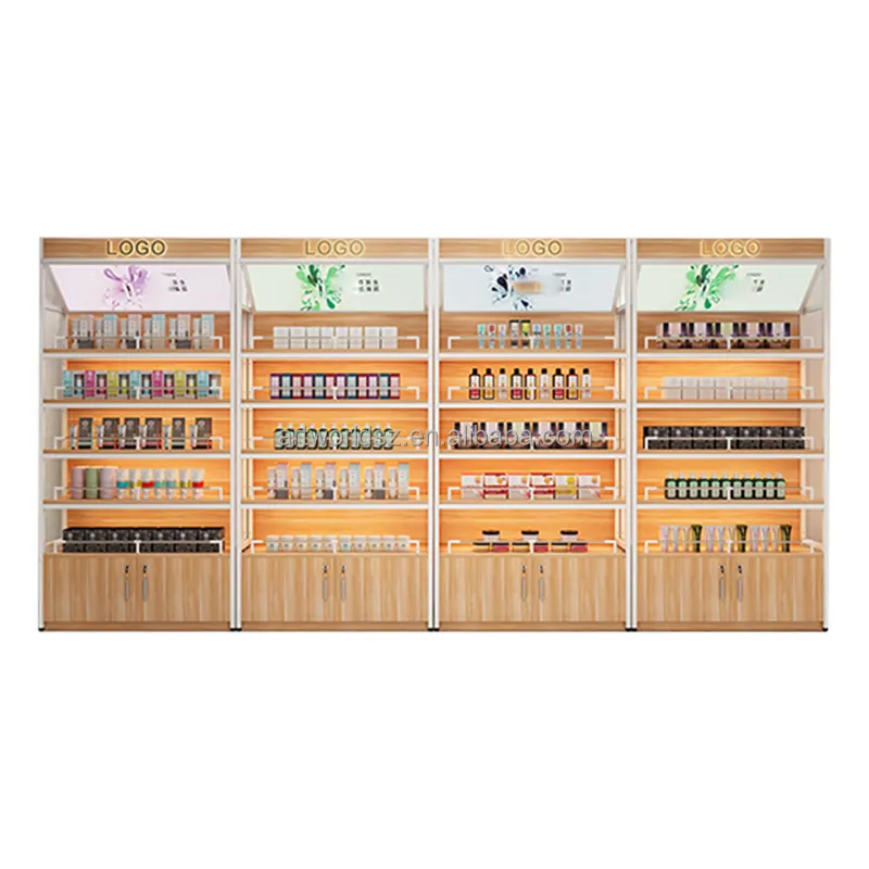 Espositore a parete scaffale prodotti cosmetici armadietto negozio di bellezza scaffalature vetrine espositore fornitura cosmetica Stand Rack