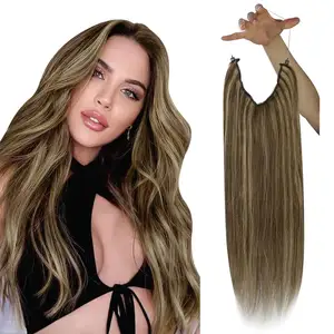 Groothandel Fabriek Russische Onzichtbare Nieuwe Hand Gebonden Inslag Blonde Kleur Haar Bulk Menselijk Haar Extensie Genie Inslag Haar Distributeurs