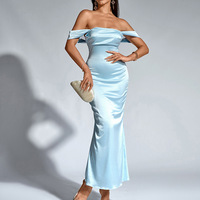 Robes maxi en satin d'été pour femmes, robe élégante à épaules dénudées, robes de soirée pour femmes