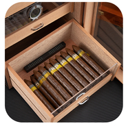 Humidor à cigares en bois de luxe avec 3 tiroirs, porte en verre, hygromètre, grande capacité, boîte de rangement pour cigares