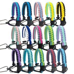 Mango de botella de agua de 12-64oz Soporte de botella de supervivencia Diseño de tejido de girasol con anillo de seguridad y mosquetón - Product Image 5