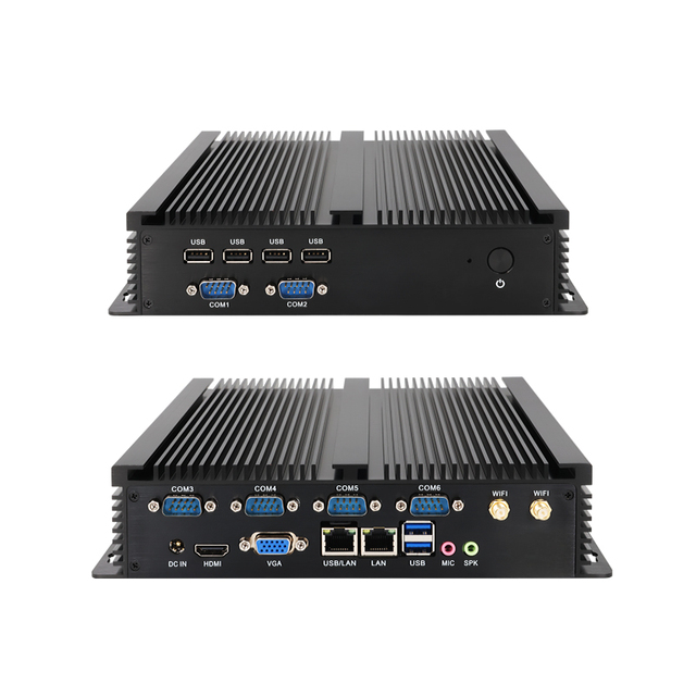 Fanless Industrial Mini PC with Intel Core I5-7200U Embedded Compact Industrial Desktop Host, Low-Power Consumption