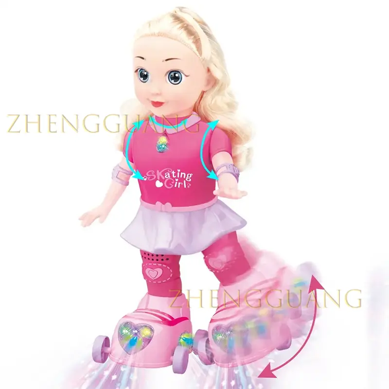 Zhengguang oyuncaklar moda bebek çocuklar için paten kız oyuncak ışık ve müzik BO plastik uzaktan kumanda RC oyuncak