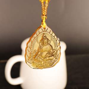 Collier perlé sculpté avec pendentif en forme de dragon <span class=keywords><strong>chinois</strong></span>, <span class=keywords><strong>poisson</strong></span> <span class=keywords><strong>rouge</strong></span>, Bouddha, fleurs, dieux, symbole religieux et d'engagement, doré - Product Image 5