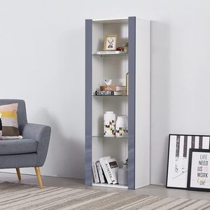 Led cao hiển thị tủ đá 1 kệ hiện đại tủ bên tủ đồ nội thất phòng khách Trắng Matt cơ thể màu xám cao bóng - Product Image 4