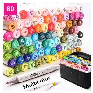 Hot Verkoop Gratis Sample 80 Kleuren Schilderen Twin Double Ended Permanente Marker Pen Dual Tip Alcohol Gebaseerde Kunst Tekening Marker pen Set