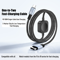 Câble de charge magnétique sans fil amélioré 2026 pour iWatch, 1,2 m, 100 W, USB C PD3.0, charge rapide pour voyage, camping, maison, bureau