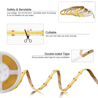 Haute qualité blanc CCT Dimmable Cri 90 24v 10mm 576 Cob Led bande 576leds/m Flexible Cob Led bande lumineuse