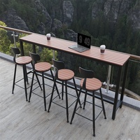 Table de bar et chaises modernes d'extérieur, imperméables, avec base en fer, pour 4 personnes, table longue rectangulaire pour petite cour