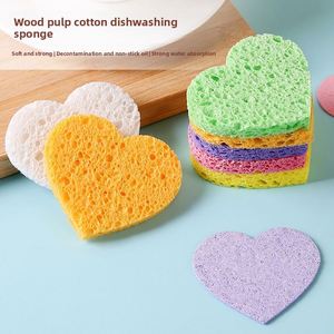 Éponge démaquillante compressée en coton de pulpe de bois en forme de cœur, éponges à vaisselle - Product Image 1