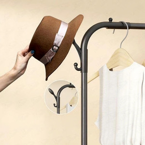 Minimalist Metal Clothing <b>Rack</b> with Wheels Double Tier Storage Stand for Wardrobe Use - Product Image 3