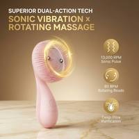 Nettoyeur facial sonique à double action breveté, affineur de pores, masseur à billes cinétique, induction magnétique, étanche IPX7, OEM