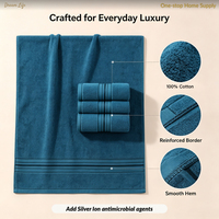 Serviette de Bain Antibactérienne 100% Coton à Ions d'Argent, Bande Satinée, 400 GSM, Serviette de Visage, Serviette de Toilette pour Hôtel, Maison, Salle de Bain, Vente en Gros