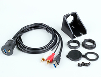 Câble d'extension audio pour autoradio avec prise USB AUX 3,5 mm 2 RCA, montage encastré, feuille de PVC pour autoradio stéréo USB 2.0 mâle femelle