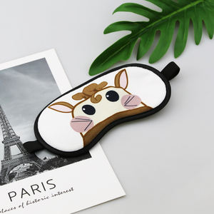 カスタム印刷されたサテンとポリエステルかわいい動物のデザイン白いシェーディング軽いアイマスク睡眠用太陽のための弾力性EU標準 - Product Image 1