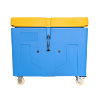 Conteneur isotherme industriel 315L pour glace carbonique, en LLDPE rotomoulé, robuste et isolé, avec roues, réutilisable pour la pêche