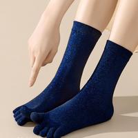 Chaussettes à cinq doigts unisexes, métalliques brillantes, extensibles, confortables, pour un usage quotidien, tendance, multicolores, chaussettes de mode